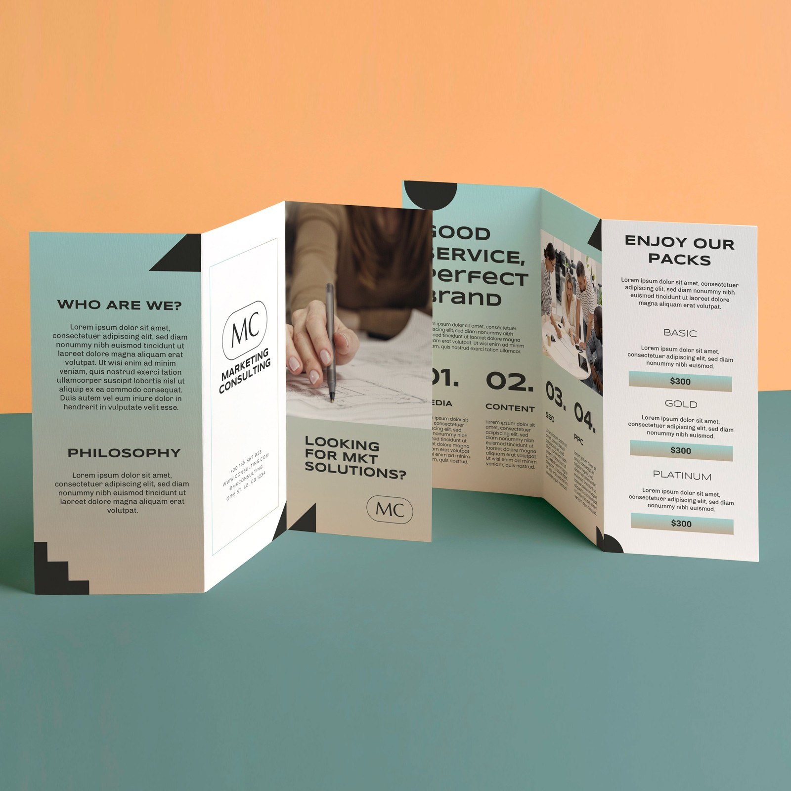 Custom Tri Fold Brochure | 100 lb. Gloss Book | Double Sided