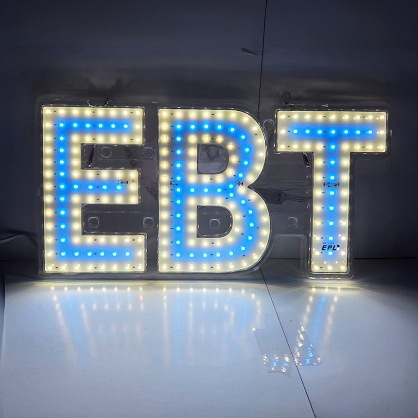 EPL Signs EBT Light Blue LED Sign Business 7&Prime;x15&Prime; Remote 2G Blinking Mode