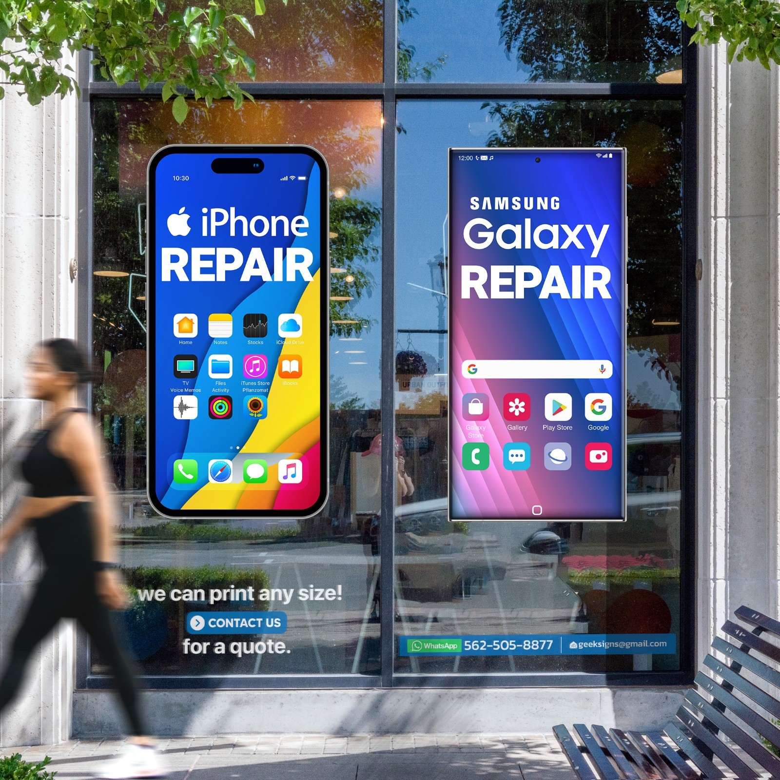 Die-cut Sticker Window Decal Peel & Stick Smartphone iPhone Samsung Repair