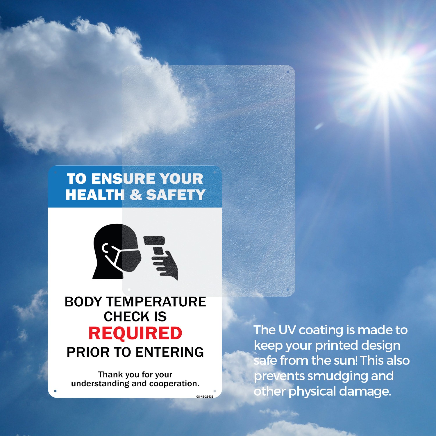 Body Temperature Check Is Required Public Safety Sign Or Decal – 5 or 10 Pack