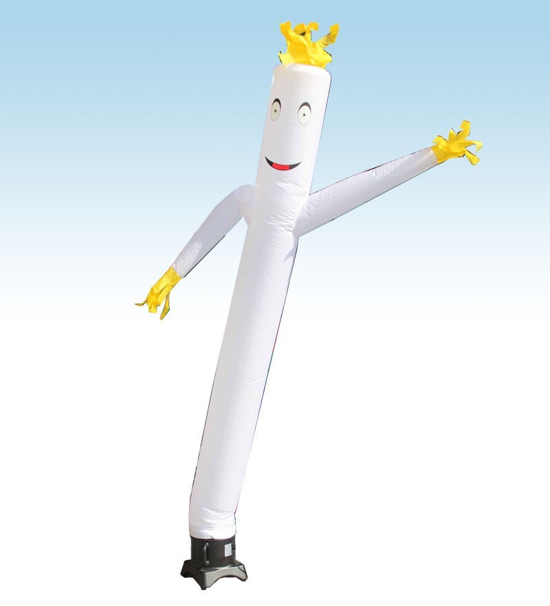 Advertising Inflatable Tube Man 12ft White Blow Up Wavy Flailing with Blower