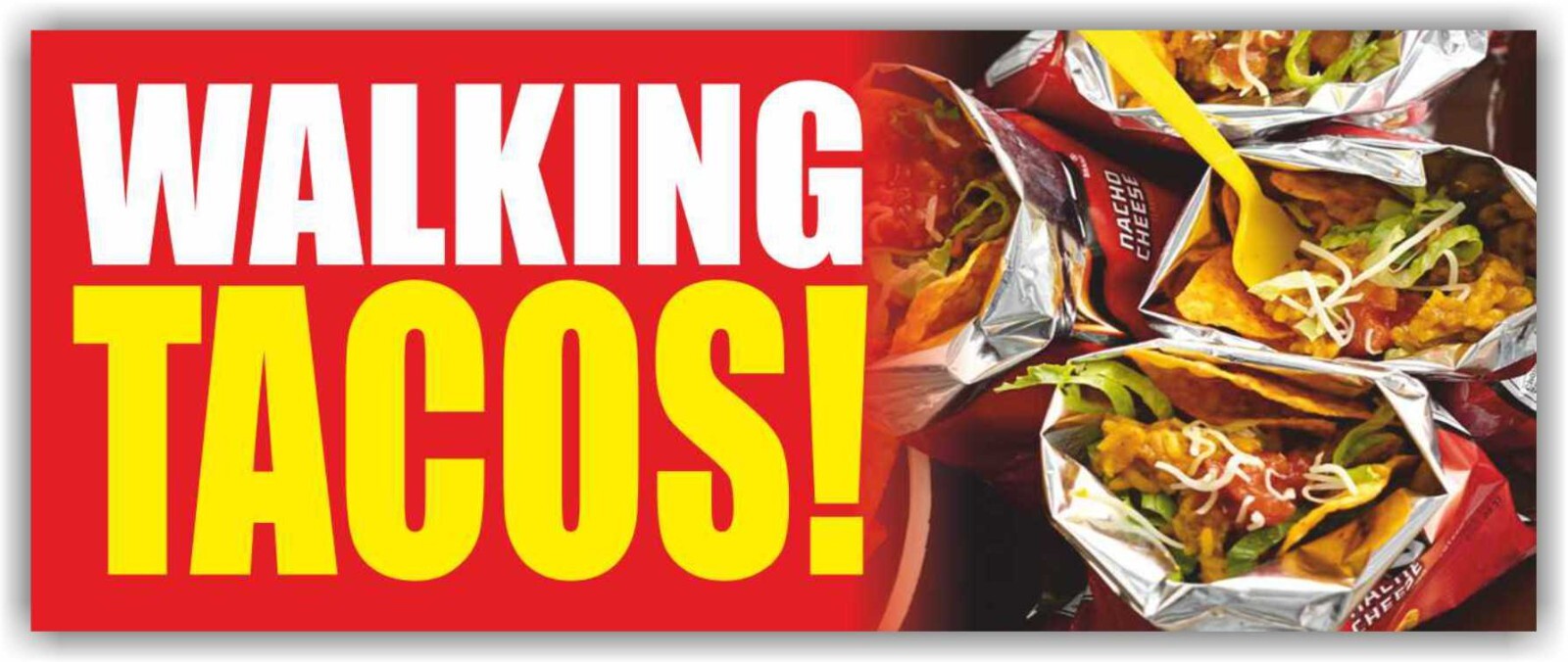 WALKING TACOS Advertising Banner Vinyl Mesh Sign Mexican food Burritos Nachos