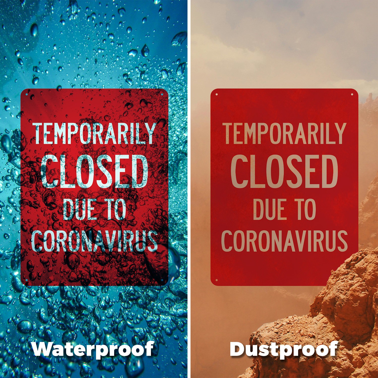 Temporarily Closed Due To Coronavirus Public Safety Sign Or Decal – 5 or 10 Pack