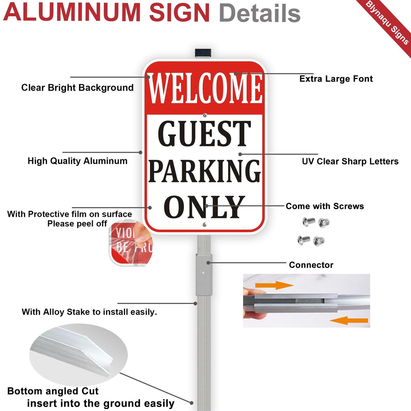 2Pack Welcome Guest Parking Only Sign with 36-Inch Metal Stakes, 10 x 14 Inch…