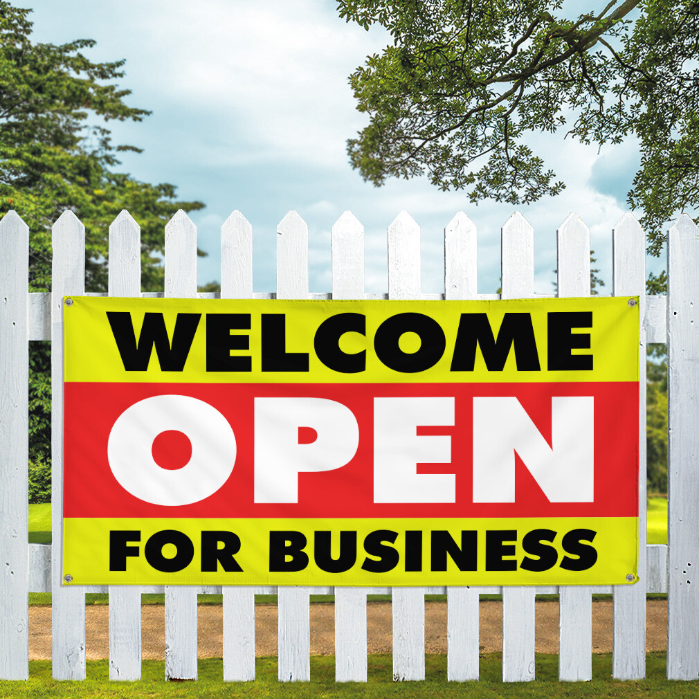 Vinyl Banner Multiple Sizes Welcome Open for Business #2 Business Outdoor