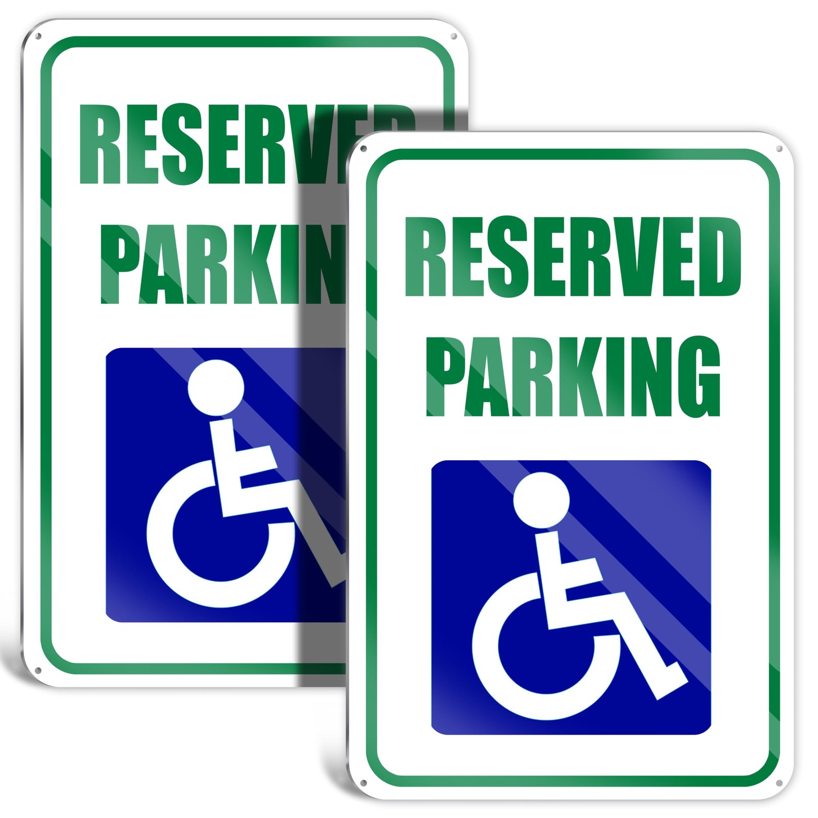 2 PC Handicap Reserved Parking Signs, 8×12 Reflective Aluminum Disabled