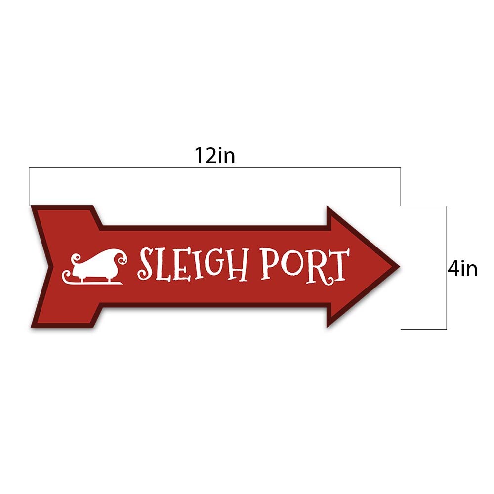 Arrow Shape Plus Sleigh Port 12×4&Prime; Wall or Door Sign | Christmas