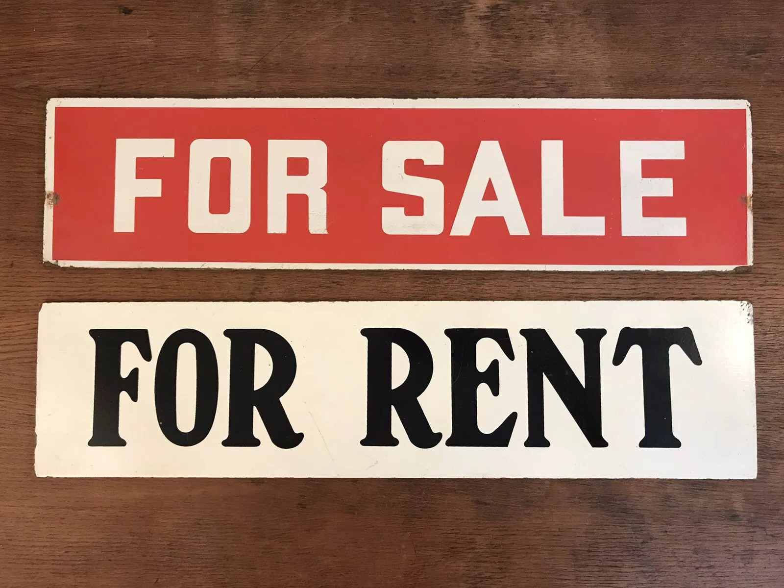 Lot of 2 For Rent & For Sale Double Sided Signs on Masonite Board 6&Prime; X 24&Prime; (A3)