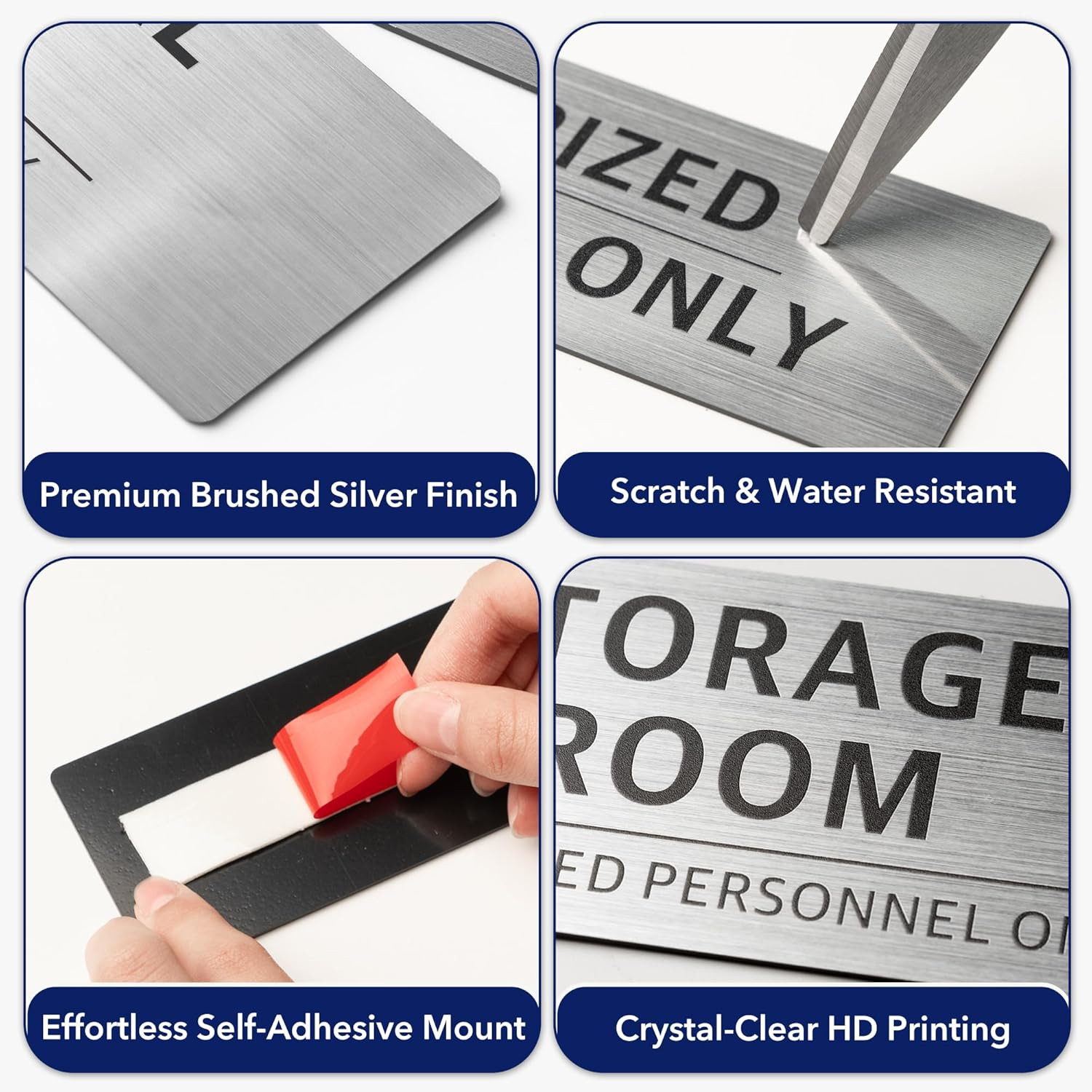 Authorized Personnel Door Signs 4 Pack Employees Only Storage Room Office Set
