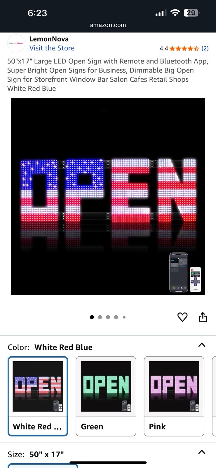 50&Prime;x17&Prime; Large LED Open Sign with Remote and Bluetooth App, Super Bright