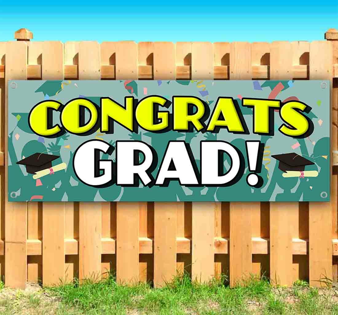 CONGRATS GRAD Advertising Vinyl Banner Flag Sign Many Sizes GRADUATION