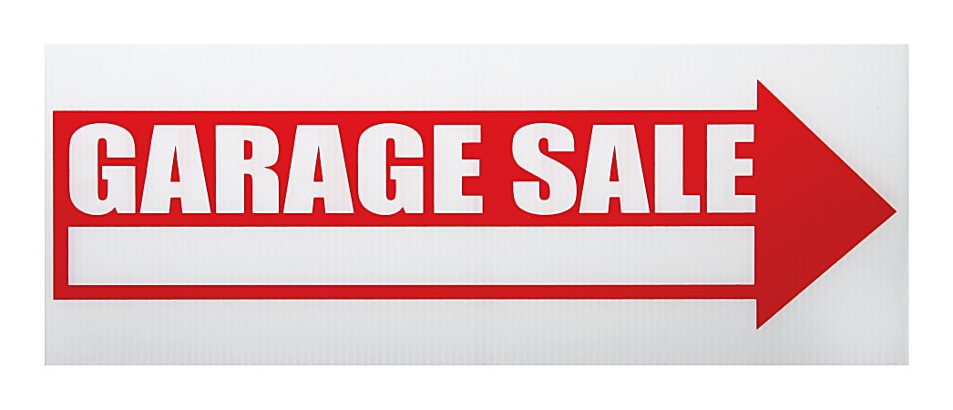 NEW Factory Sealed GARAGE SALE SIGNS 16&Prime; X 6&Prime; w/ Metal Post Lot of 2 Jot