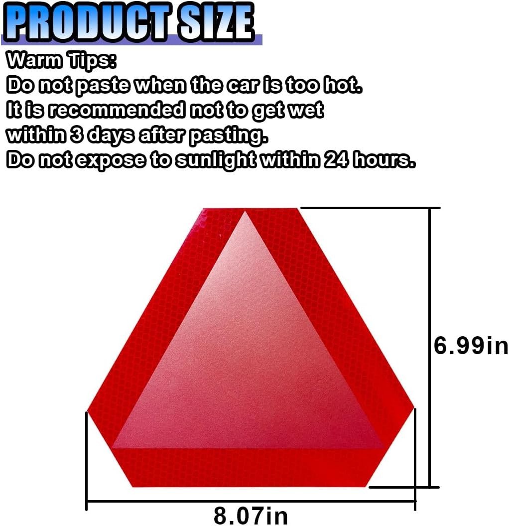 Diamond Grade 2PCS Slow Moving Vehicle Safety Signs – 600ft Visibility, Red