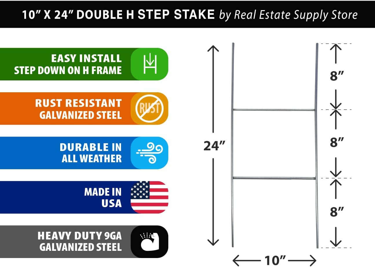 Sturdy Metal Wire Step Stake Frame for Yard Signs 10 X 24 Inch H Frame Wire Sign