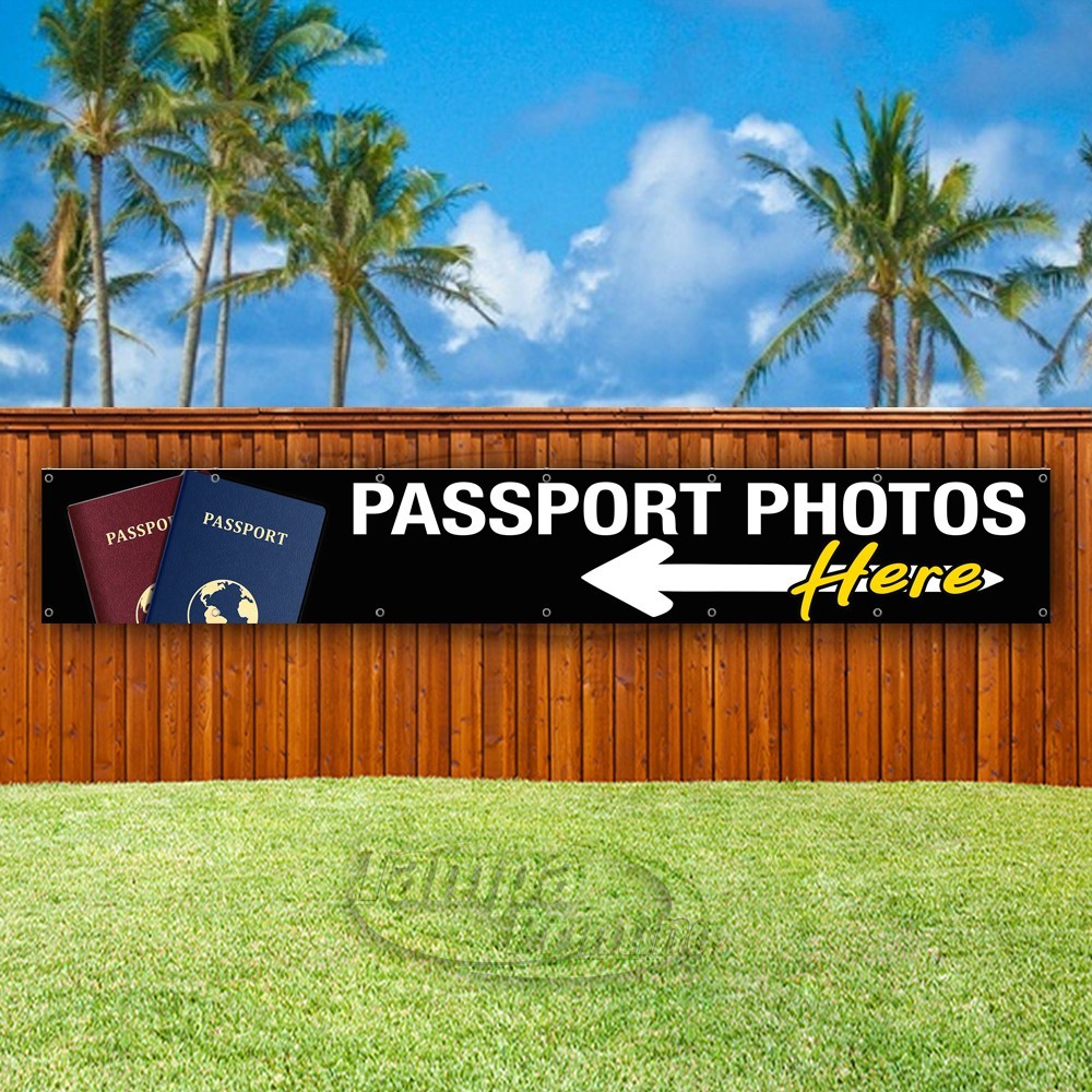 PASSPORT PHOTOS HERE Advertising Left ID Vinyl Banner Flag Sign USA XL02240