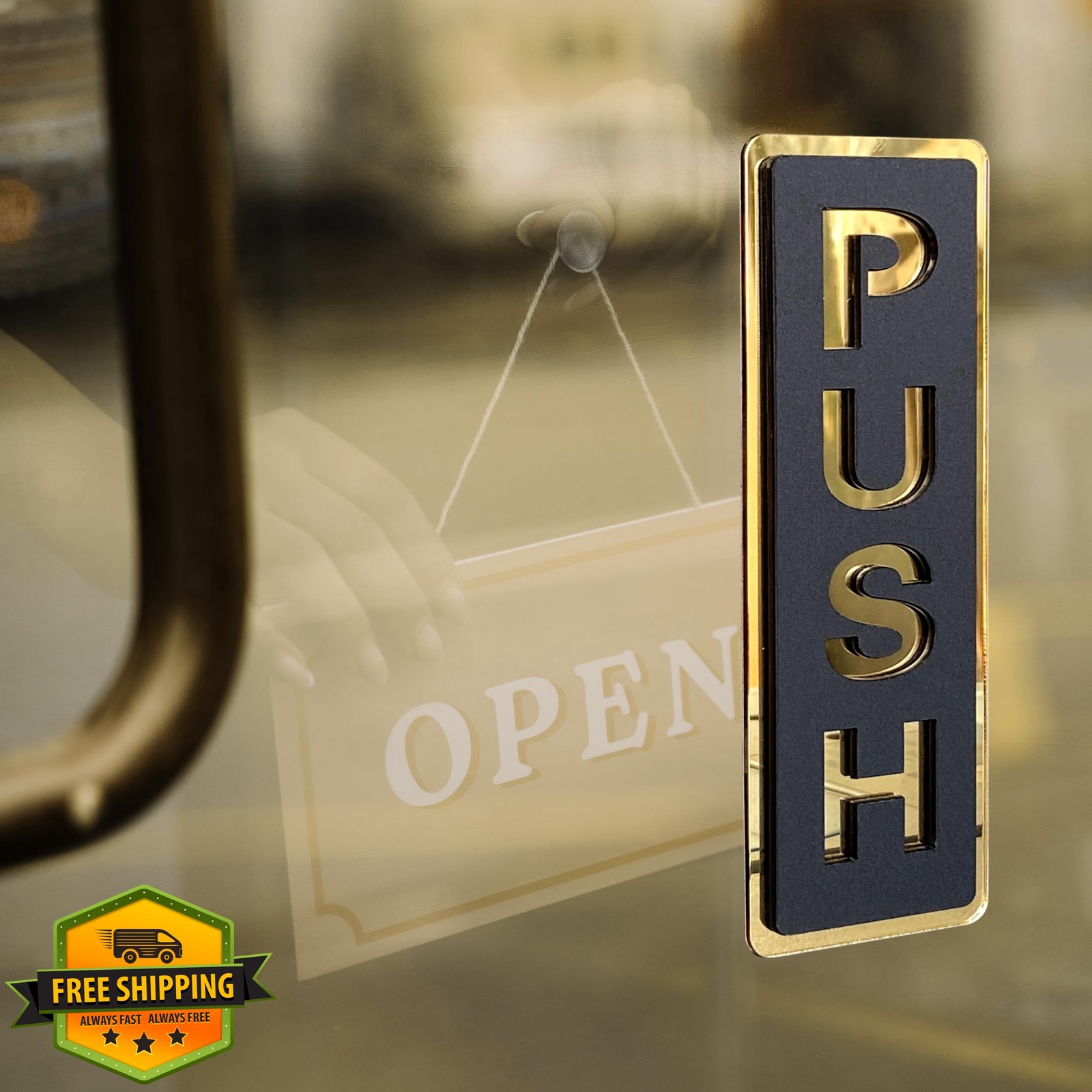 LEMBANG Push Pull Sign Black/gold