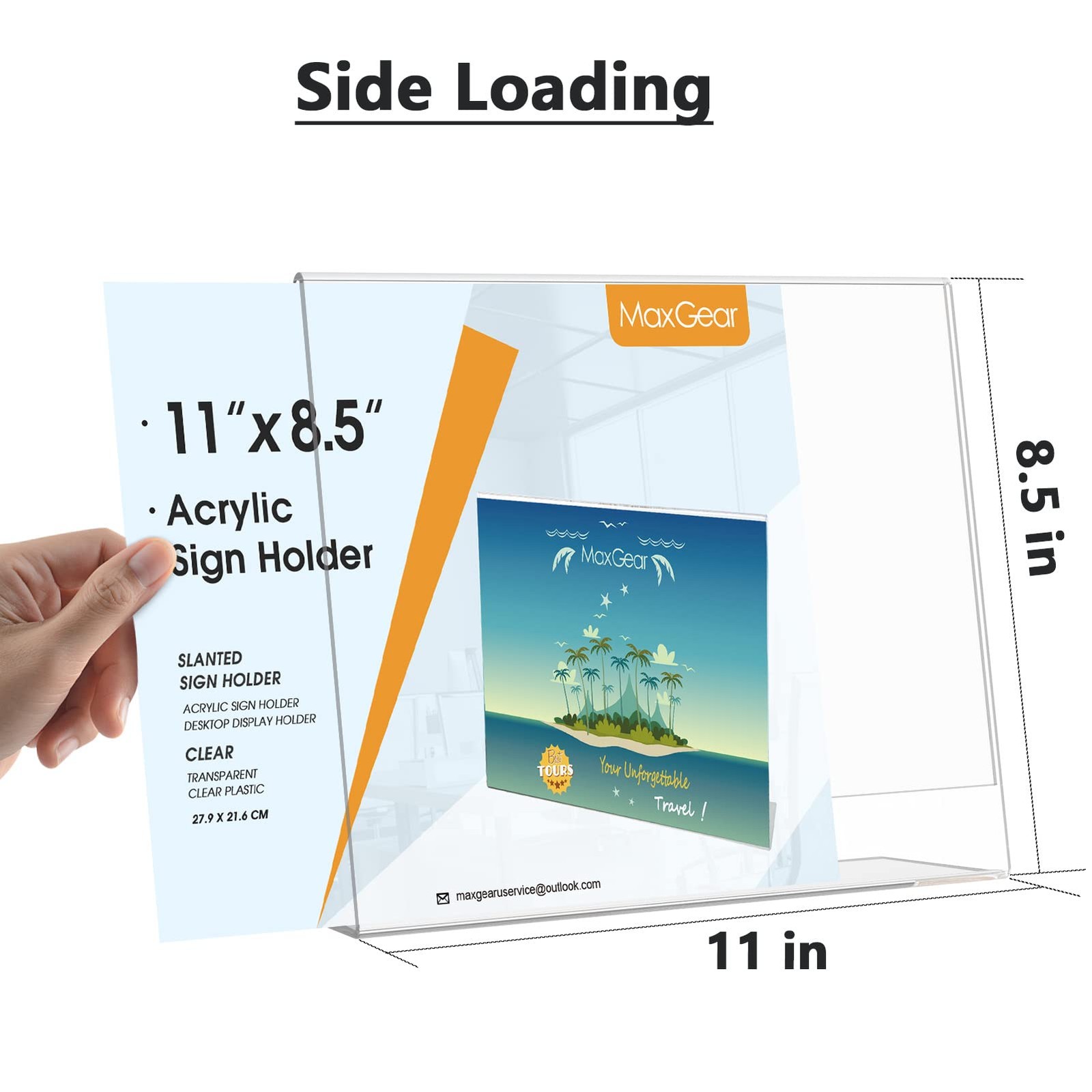 MaxGear Acrylic Sign Holder 8.5×11 Inches Horizontal 12 11×8.5 inches, Clear