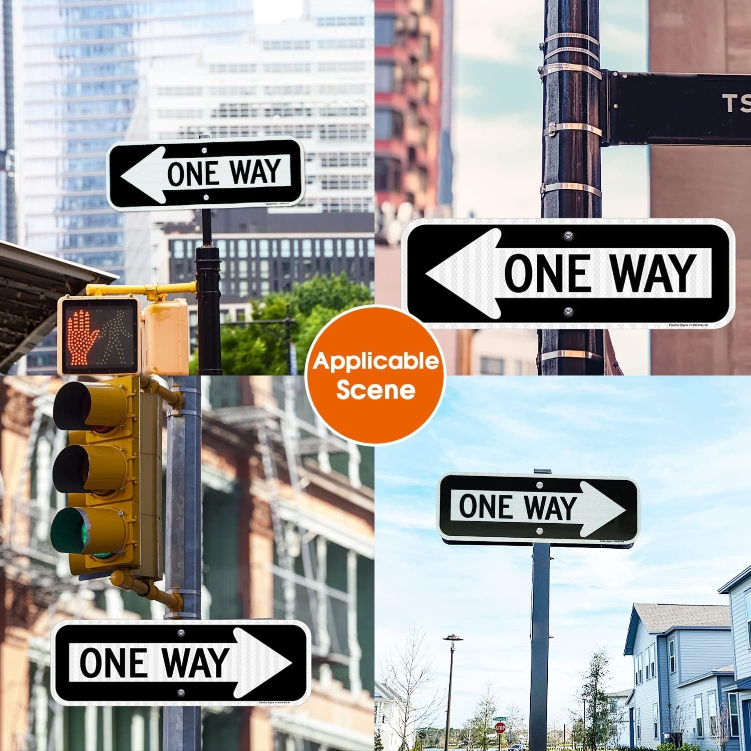Weather Resistant One Way Sign with Arrow, 2-Pack