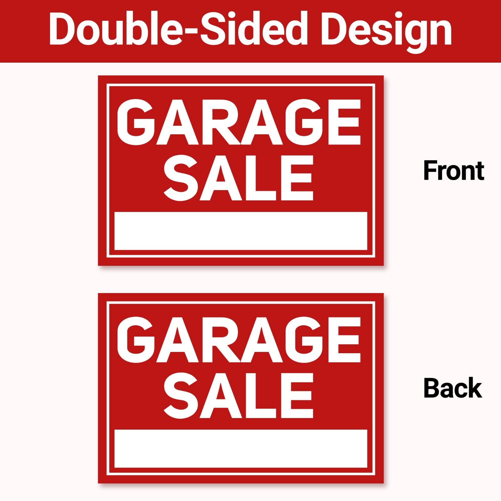 Extra-Large Garage Sale Signs 24&Prime;x16&Prime; – 6 Pcs Waterproof Double-Sided with Stake
