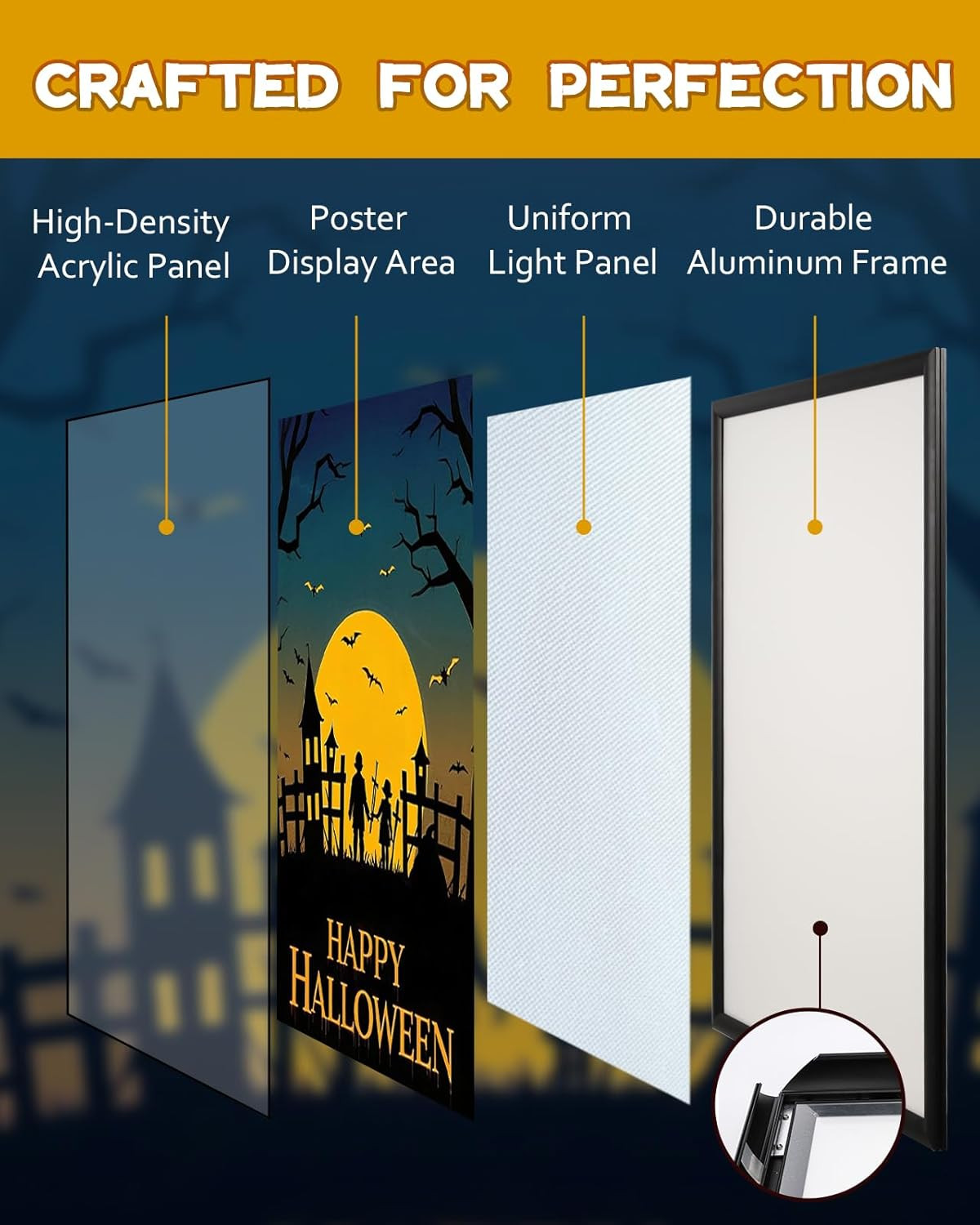 Illuminated LED Poster Frame 24&Prime;x36&Prime; with Dimmer for Home Theater & Ads