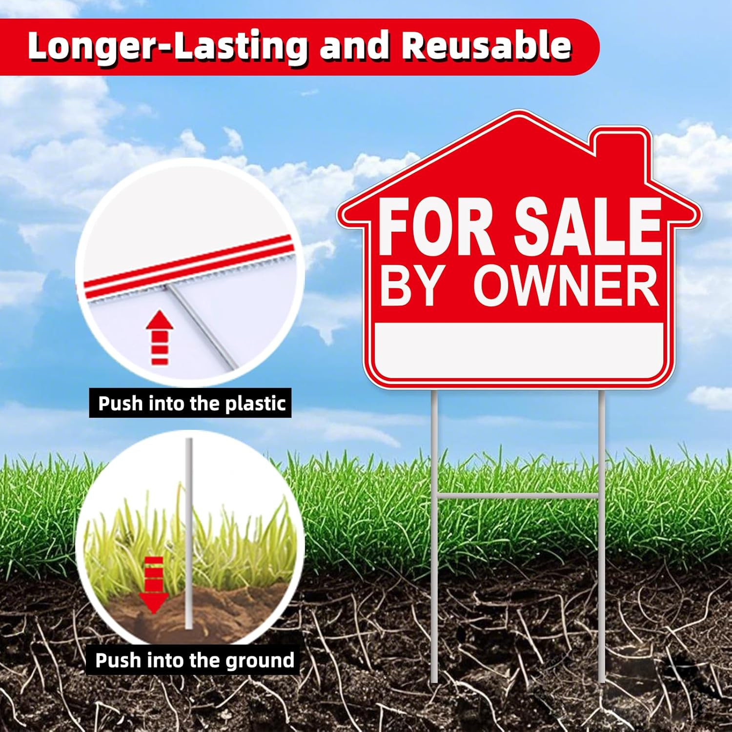 For Sale By Owner Yard Sign, 1-Pack 17&Prime;x13&Prime; Double-Sided Signs, Corrugated Pl…