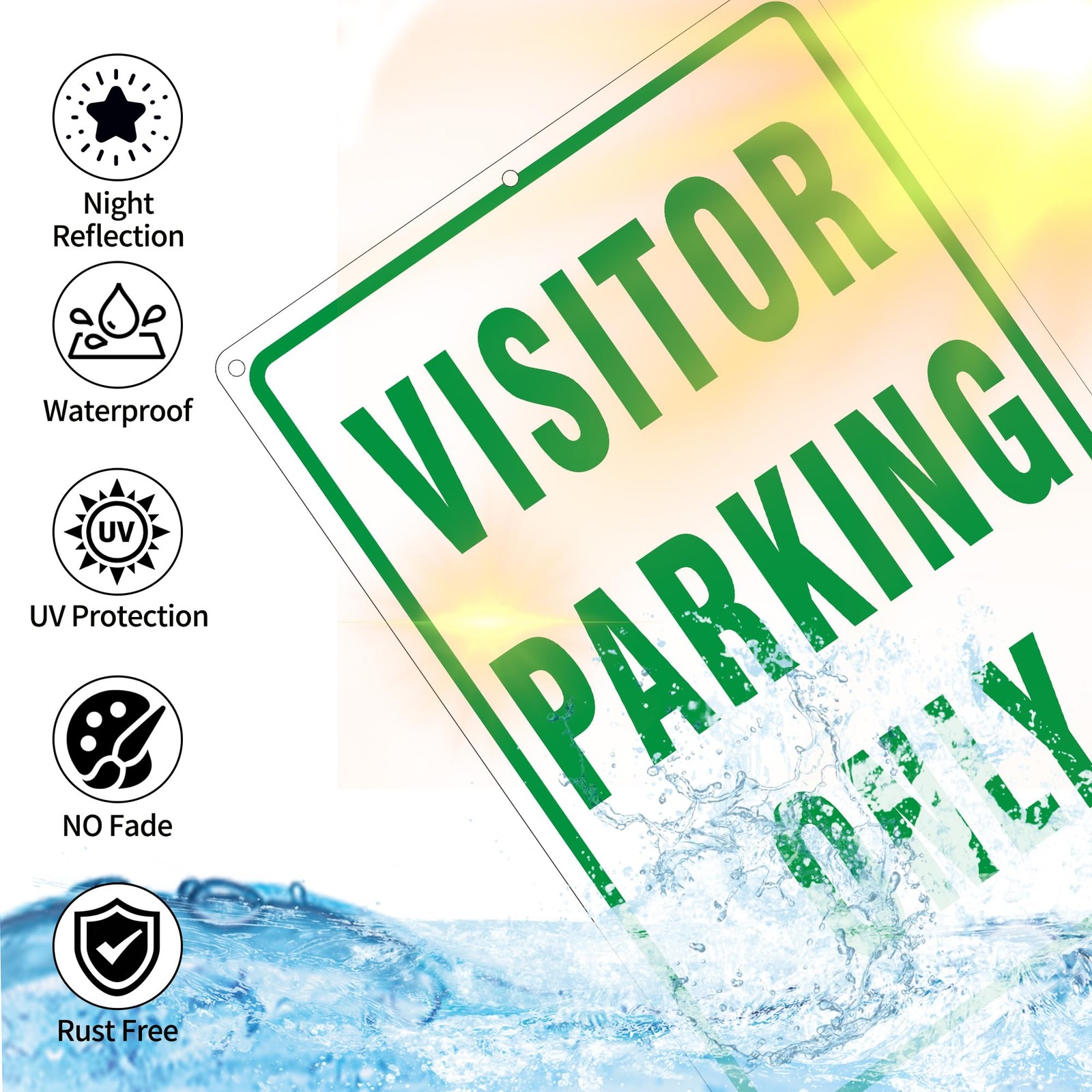 Visitor Parking Only Sign 14×10 Inch Reflective Aluminum Green 2 Pack