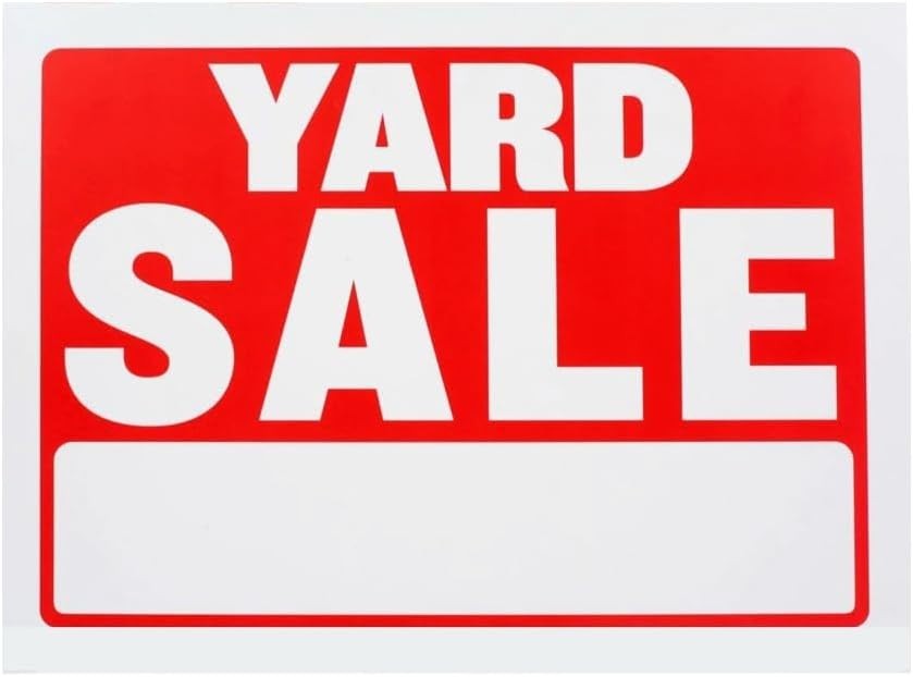 Yard Sale Sign 9”L x12&Prime;W Plastic Signs for 4PC WHITE-RED