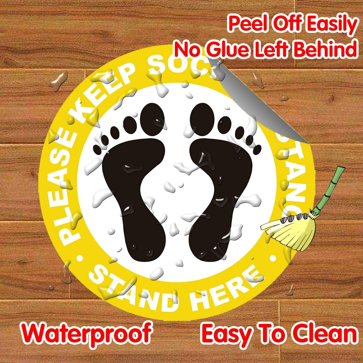 12 PACK Social Distancing Floor Decals Sticker PLEASE SOCIAL DISTANCE STAND HERE
