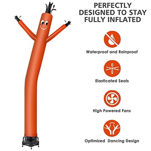 20ft Orange Inflatable Tube Man with 1HP Blower Complete Set
