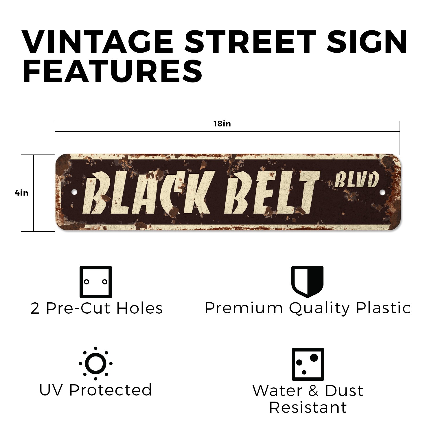BLACK BELT Vintage Style Rustic Street Sign Metal karate tae kwon do martial