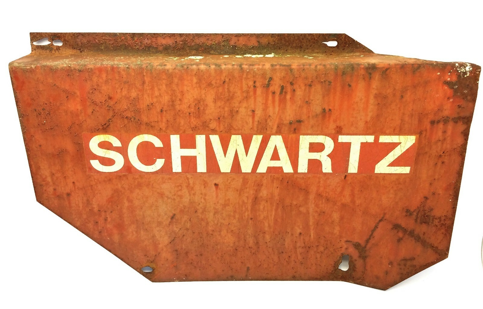 Vintage Metal Steel Painted Red Schwartz One Sided Business Sign Advertising