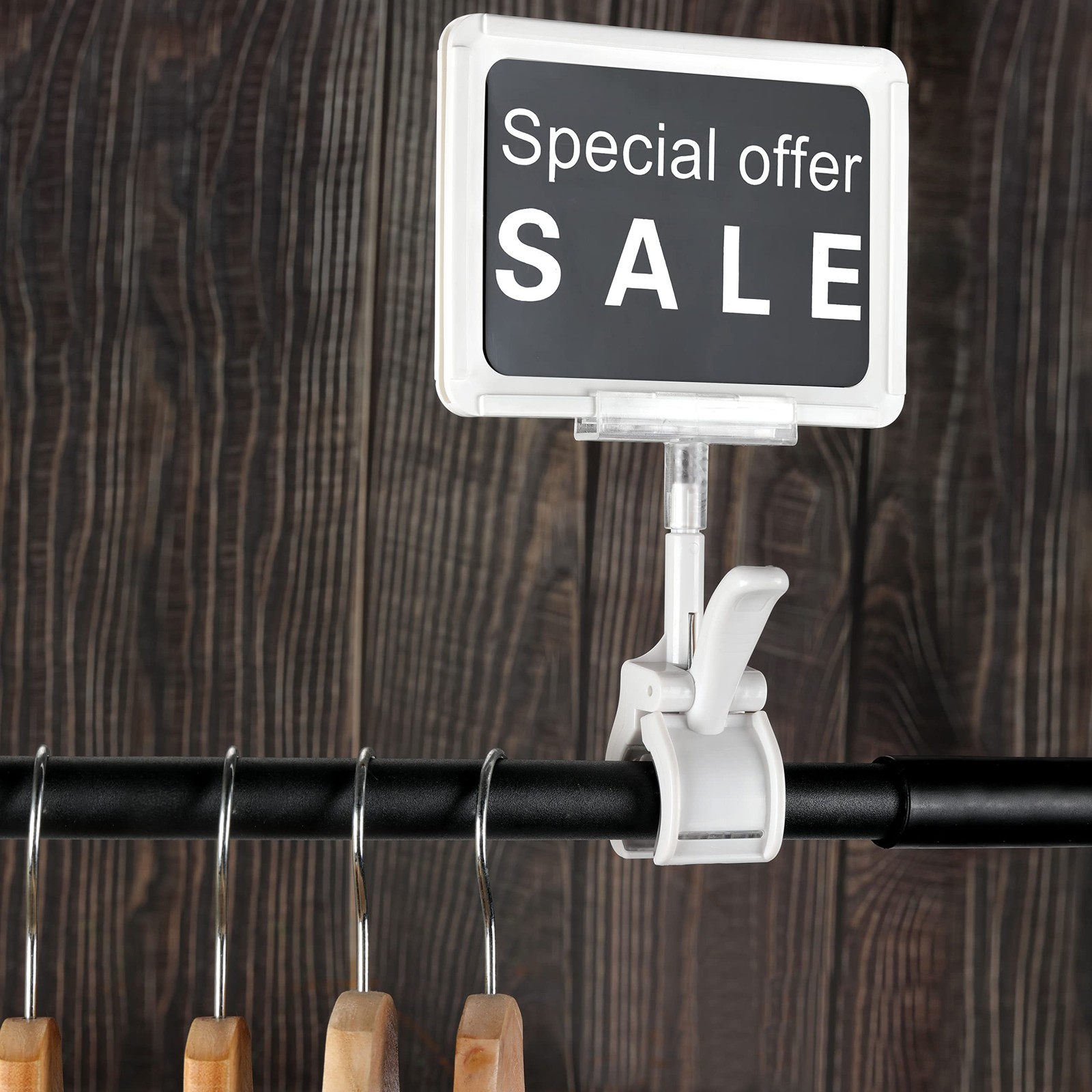 Acrylic Sign Holder with Clamp, 6 x 9 Inch Double Head Display Clips White