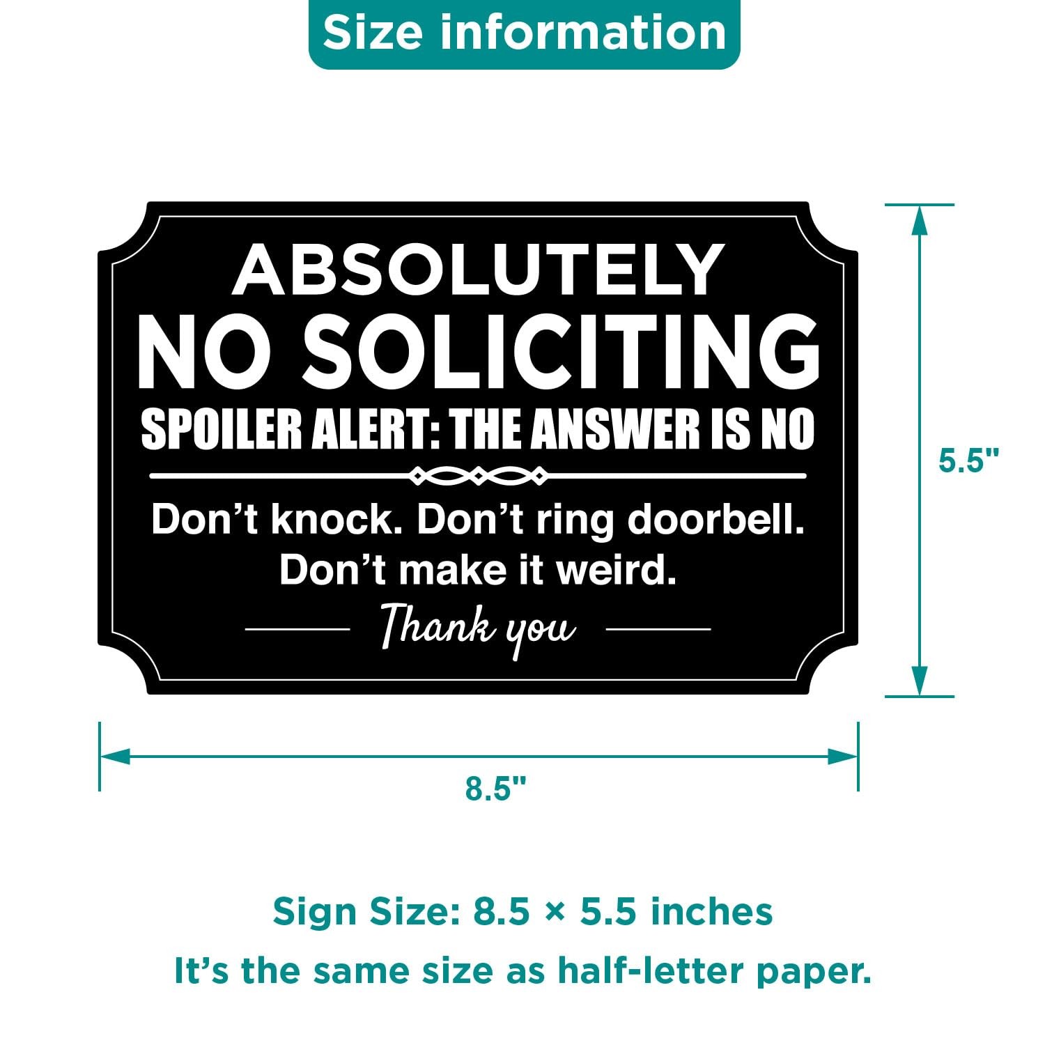 2 Pack No Soliciting Signs Weatherproof Vinyl SelfAdhesive For Home Business 8.