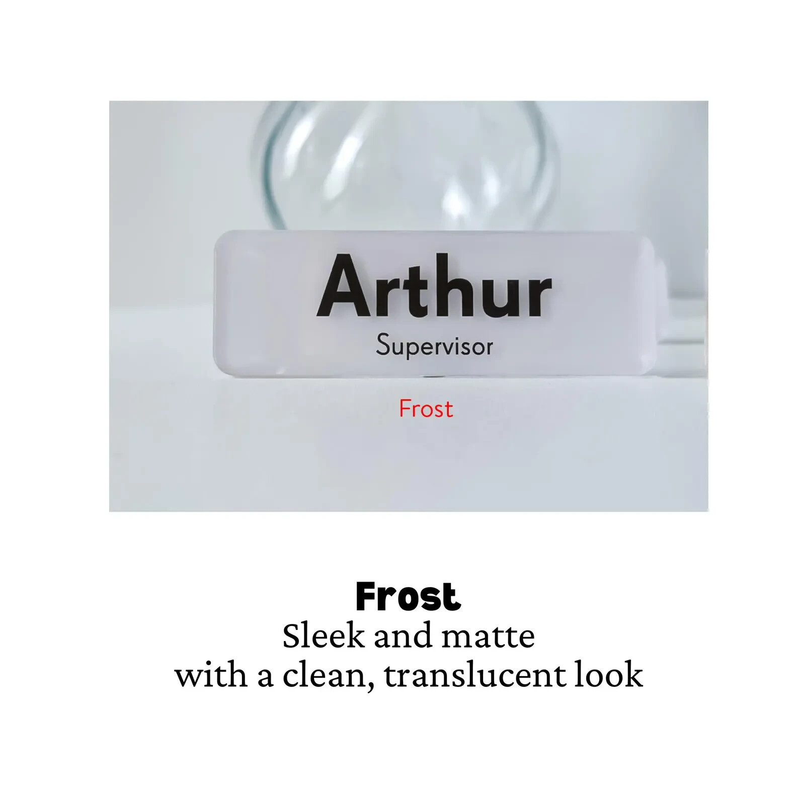 Custom Fancy Unique Acrylic Name Badge – Pearl Hologram Frosted | Magnet or Pin