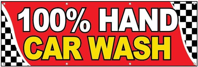 2×6 Feet 100% HAND CAR WASH Banner Sign Polyester Fabric w/ Grommets rb