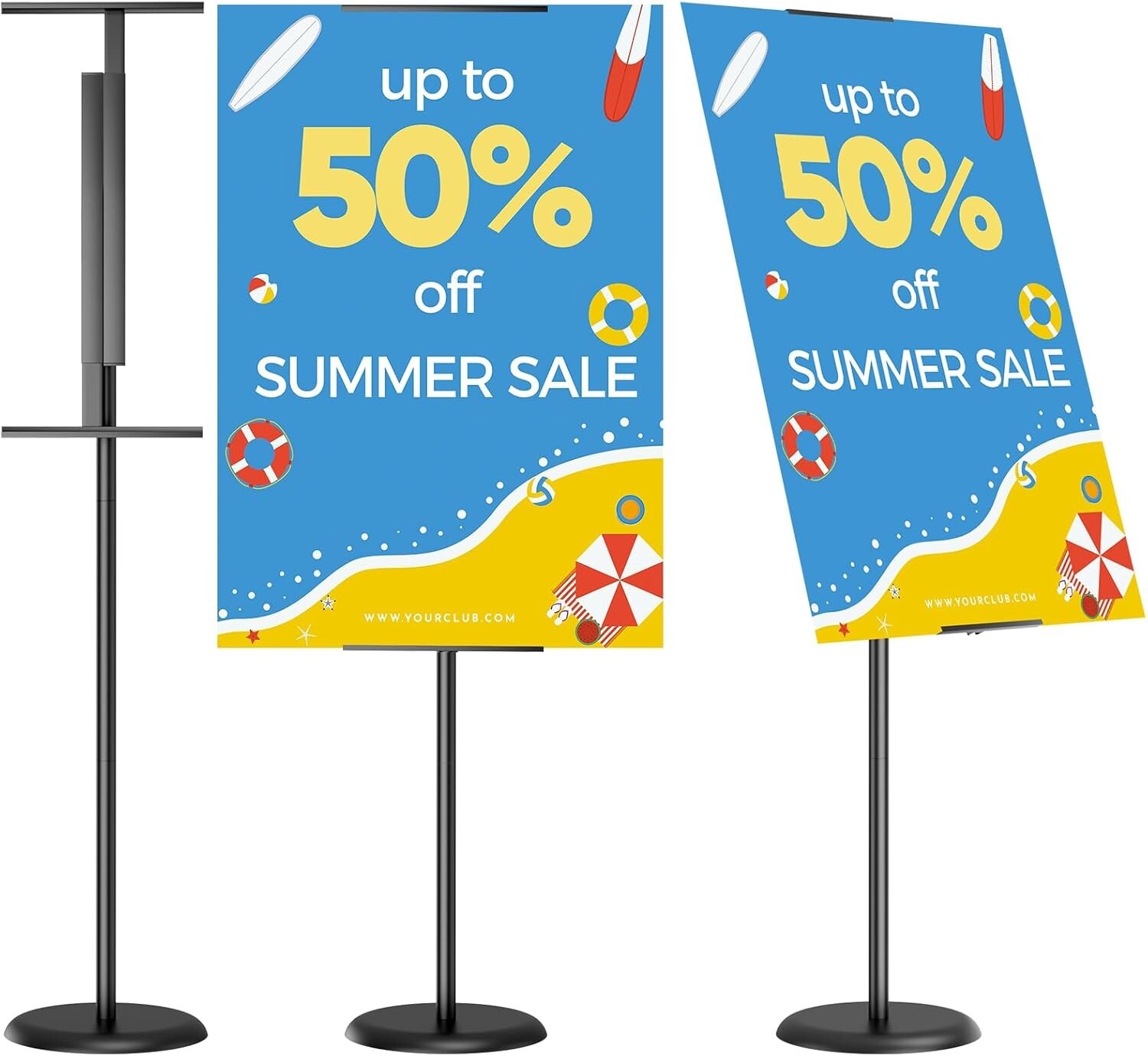 Black Metal Adjustable Business Poster Stand , 63&prime; ~ Poster Size 17&Prime;-44&Prime; New