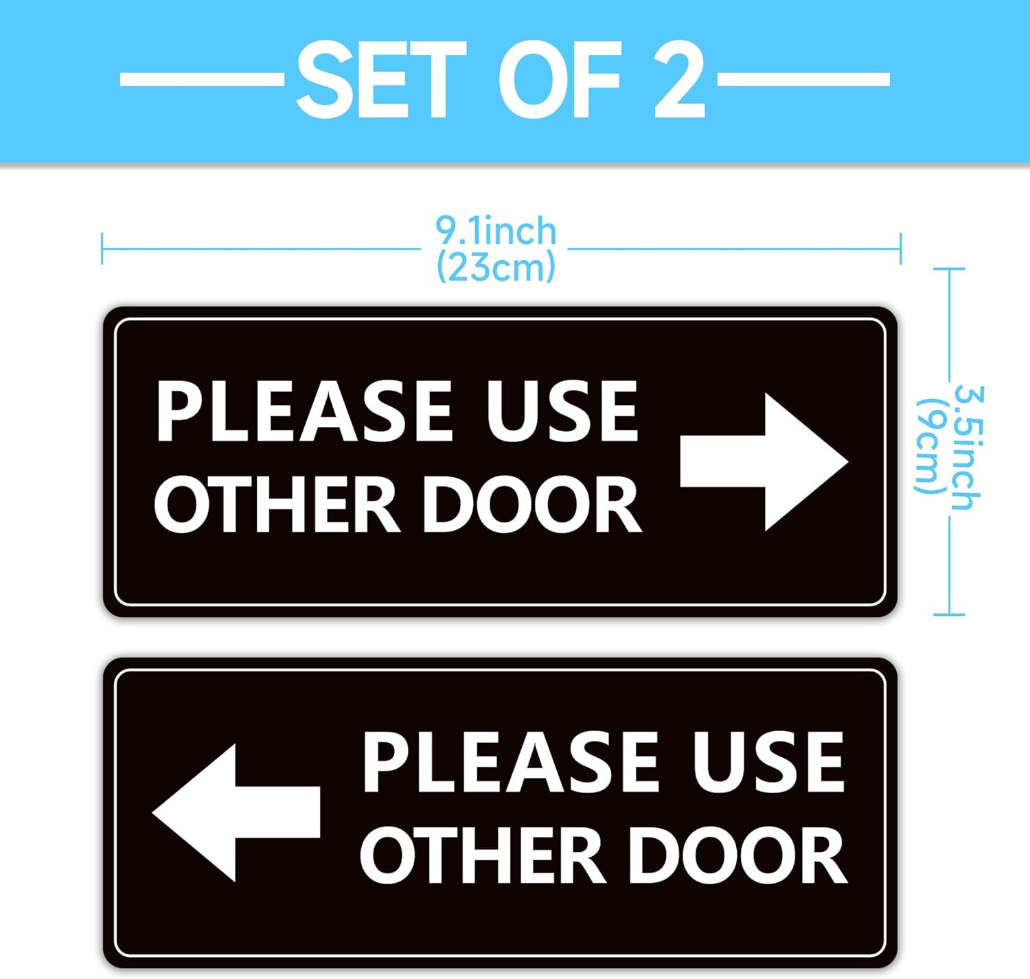 2Pack Use Other Door Sign，Self-Adhesive Weatherproof Vinyl Please Use Other Door