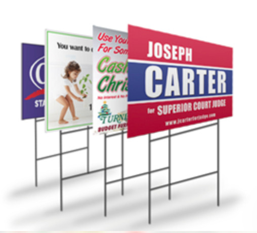 10 24×18 Full Color, Double Sided Custom Yard Signs This includes 30&Prime;in Stakes