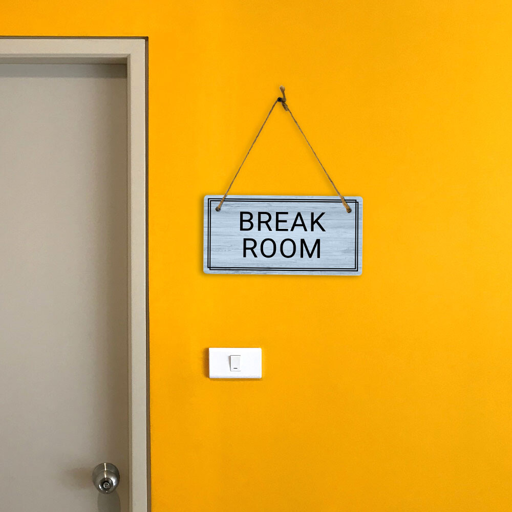 Break Room 5×10 Hanging Plus Wall or Door Sign | Home & Office Decor