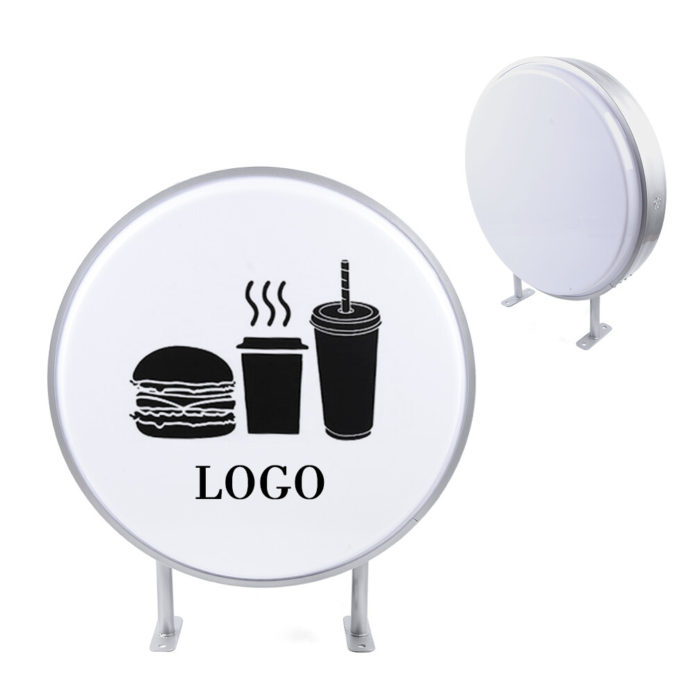 Round LED Light Box Double Side Outdoor Advertising Illuminated Projecting Sign