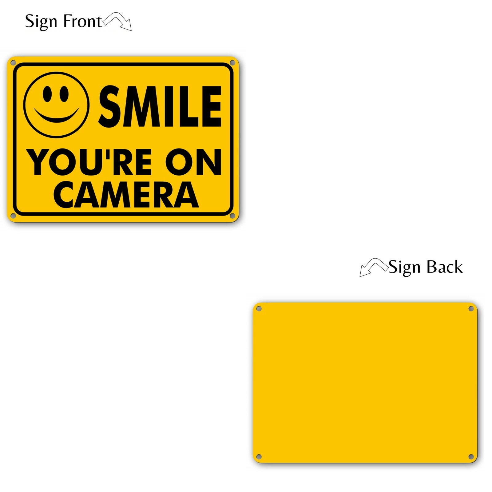 2 SMILE YOU&rsquo;RE ON CAMERA Yellow Business Security Sign CCTV Video Surveillance