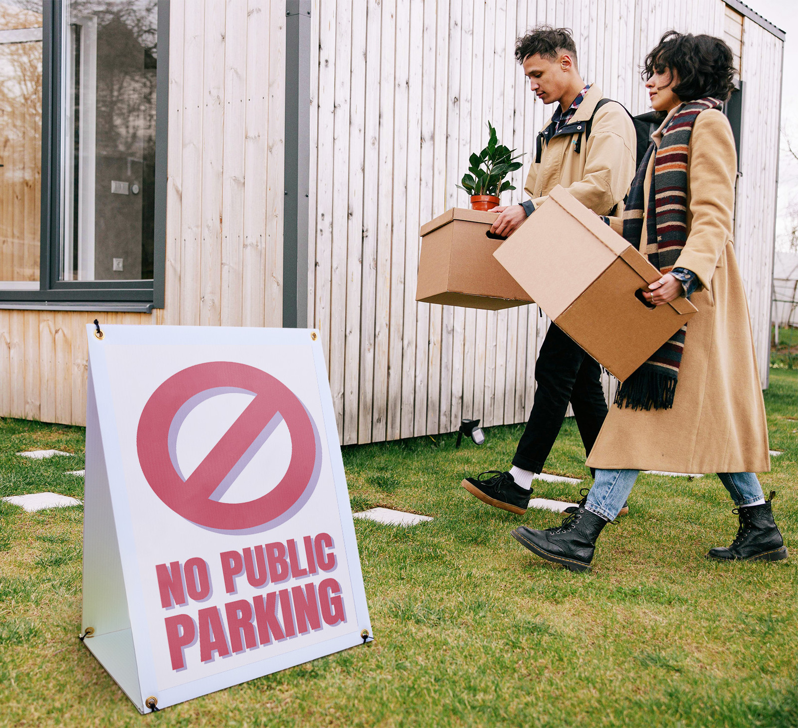 No Public Parking A-Frame Sidewalk Sign Property Management Clear Restrictions