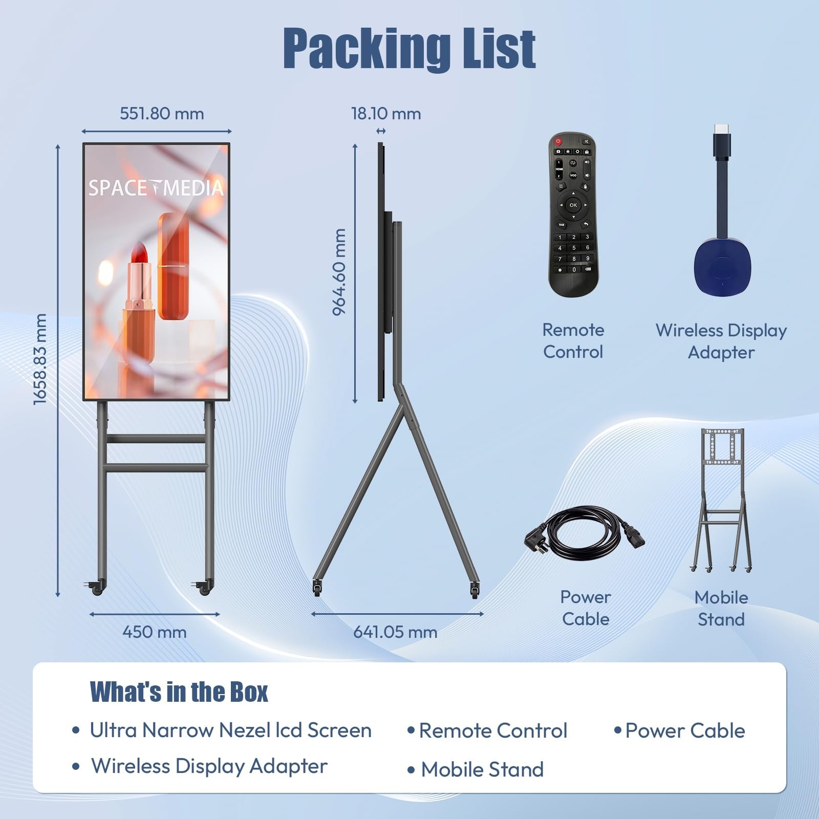 43 Inch Mobile Digital Signage Display Kiosk with Flight Case Portable Digital