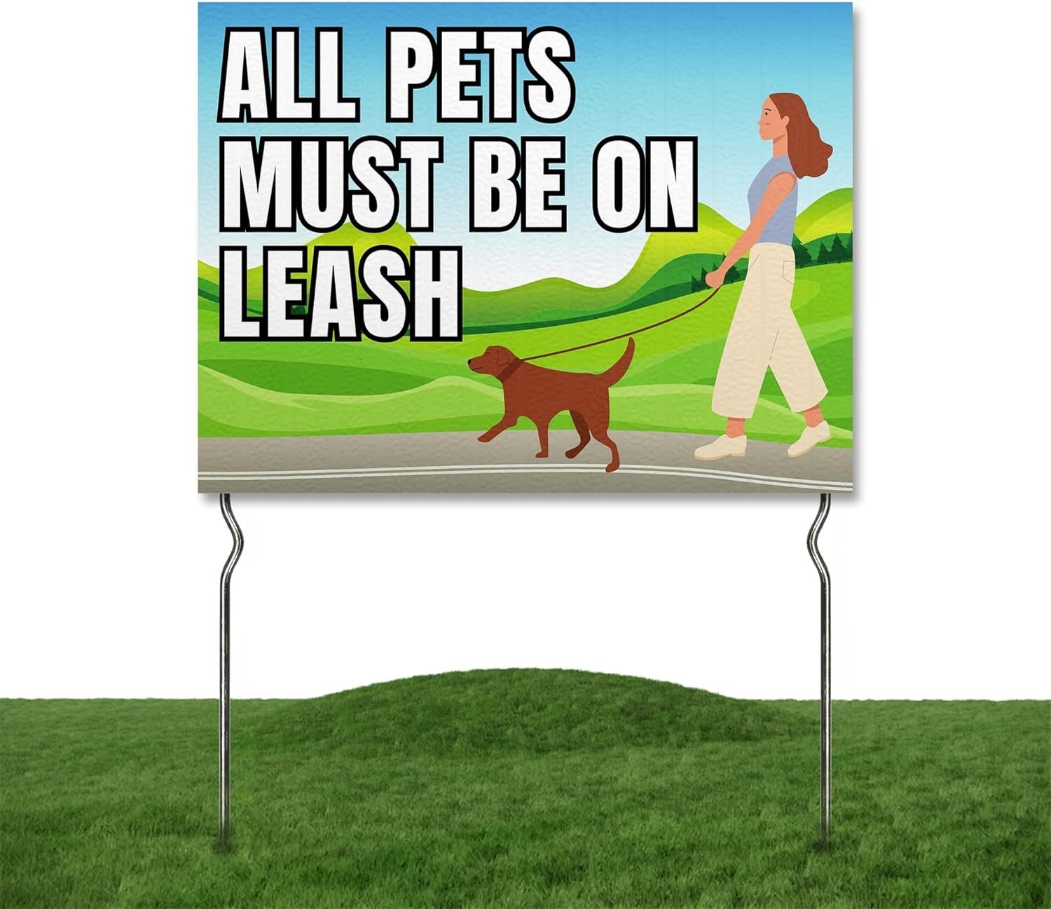 Double Sided Pets Yard Sign with 13&Prime; Metal Stake Outdoor Animal Garden Sign