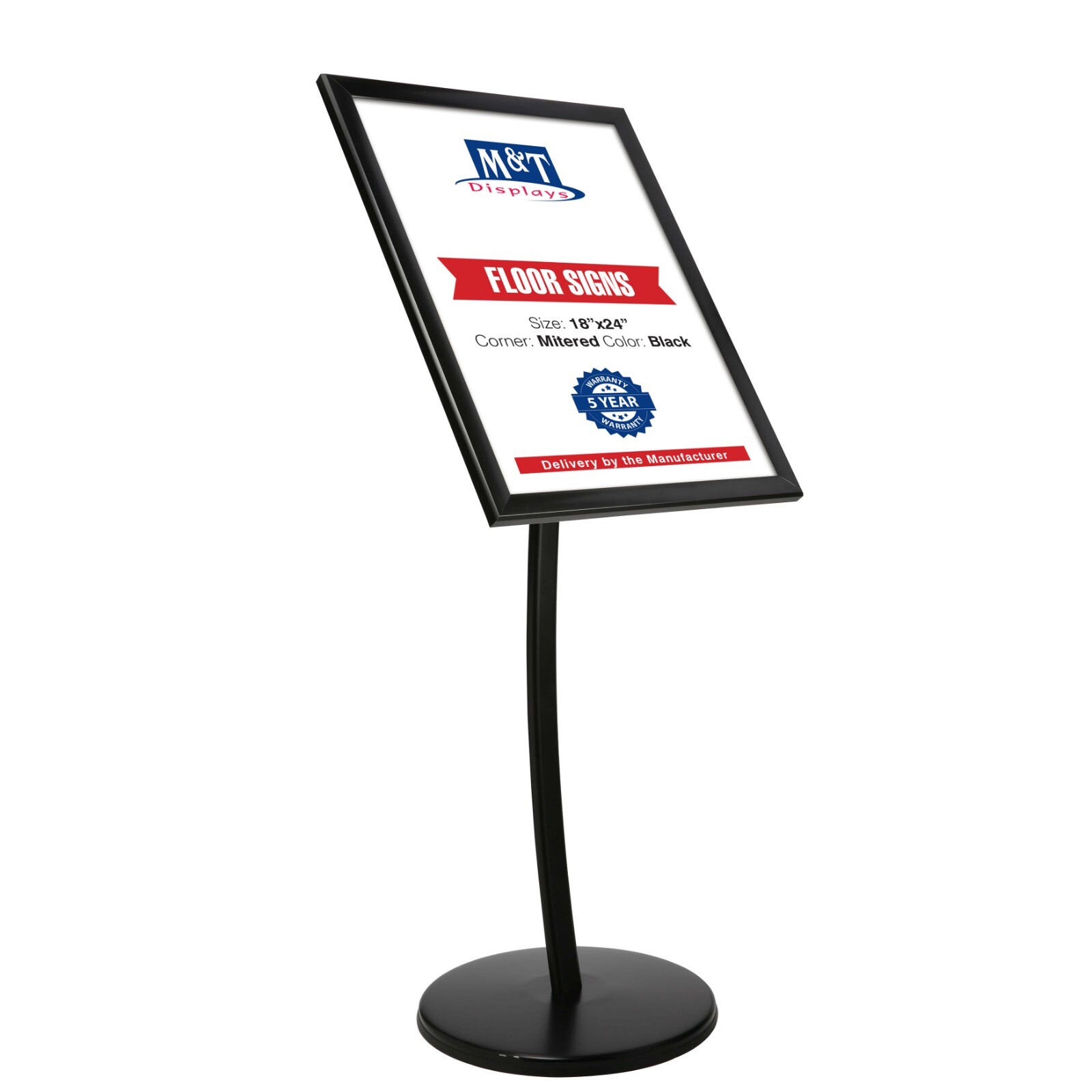 Aluminum Pedestal Poster Showboard 18×24 inch – Lockable Menu Holder Black