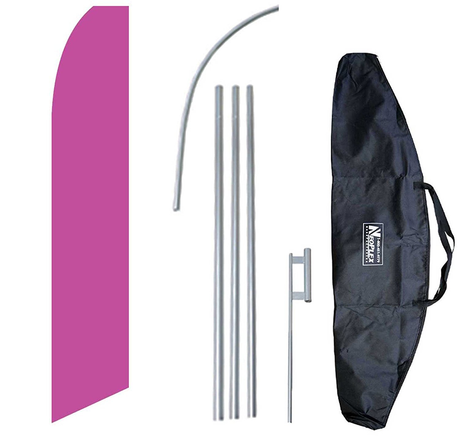Solid Pink Swooper Flag Feather 15 Tall Complete Starter Bag Kit Neoplex