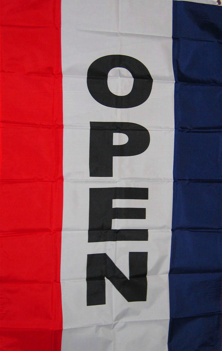 NEW 3X5 ft VERTICAL OPEN SIGN 90x150cm with superpoly material FLAG