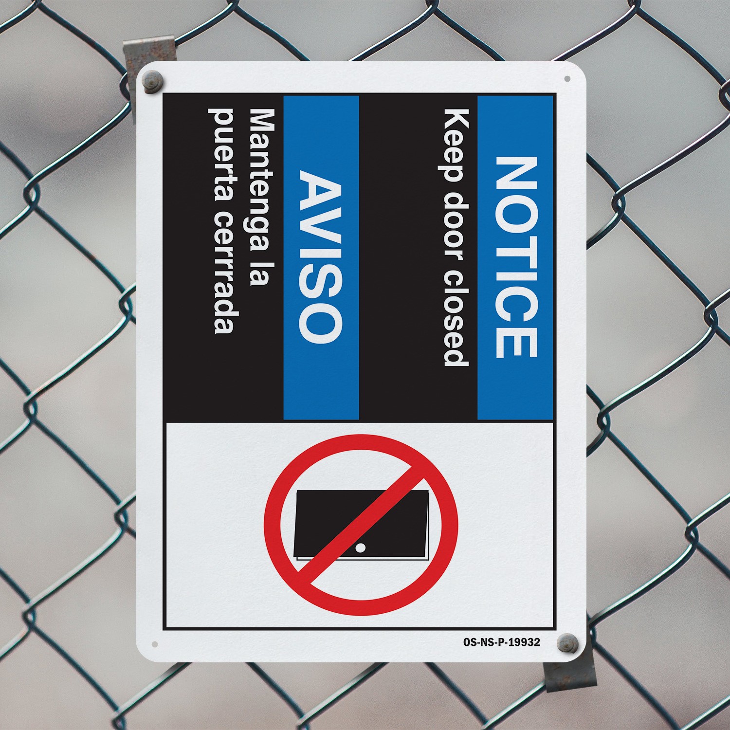 Keep Door Closed (Bilingual Spanish) ANSI Notice Sign Or Decal – 5 or 10 Pack