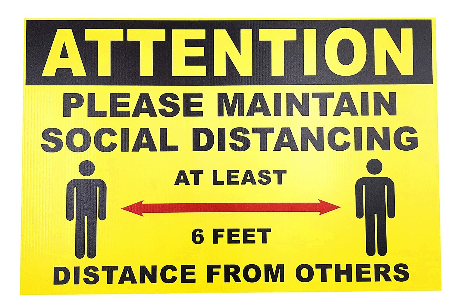 ATTENTION Please Maintain Social Distancing- Double Sided Lawn Sign with H Stake