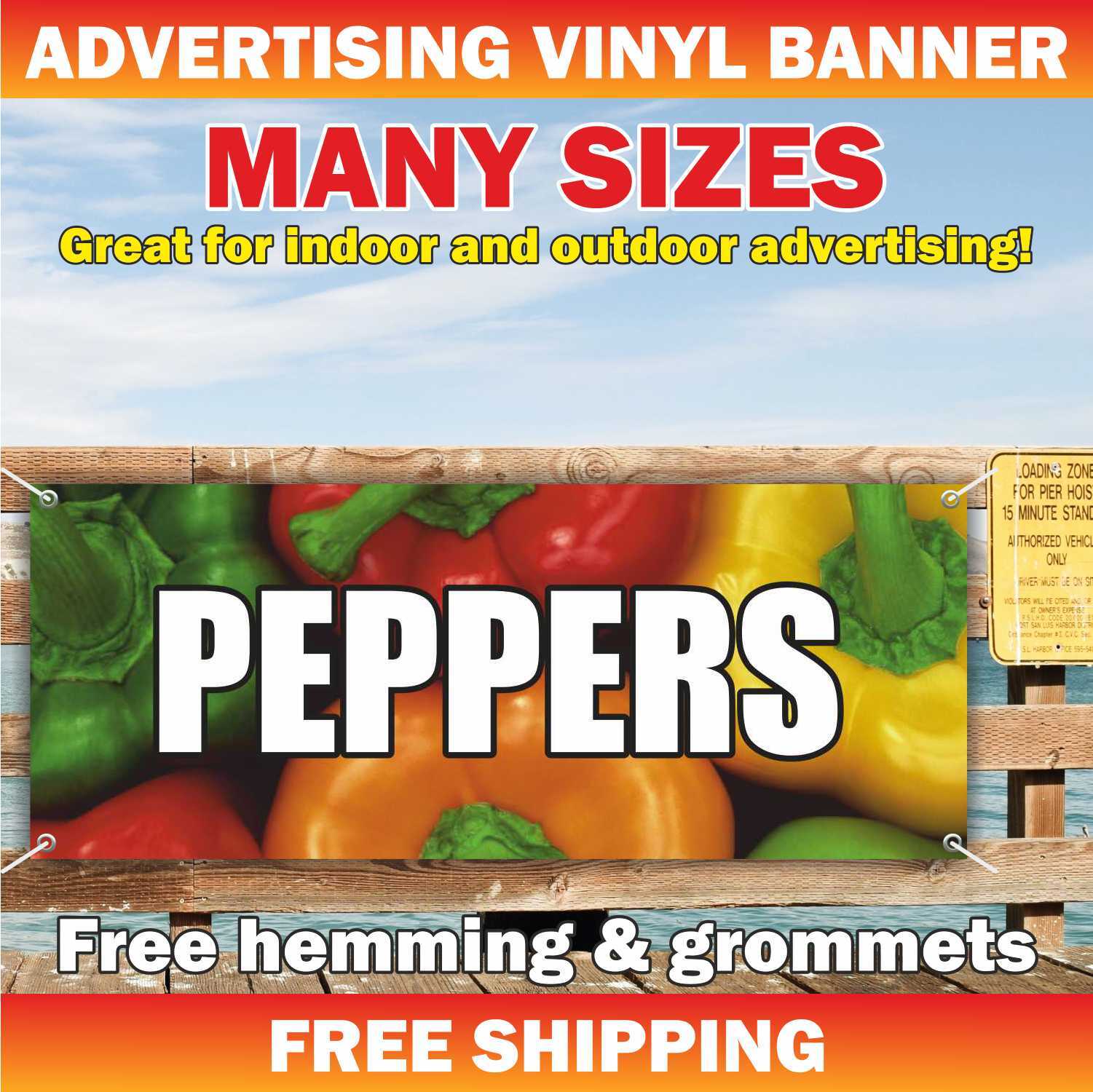 Peppers Advertising Banner Vinyl Sign fresh vegetables fruits farm berries